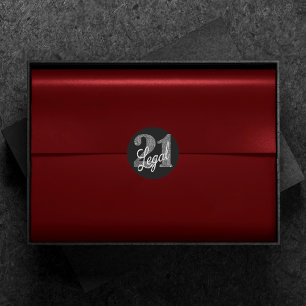 Sticker Rond 21 et juridique   Parties scintillant Argent Faux 