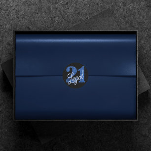 Sticker Rond 21 et juridique   Parties scintillant Blue Faux 21