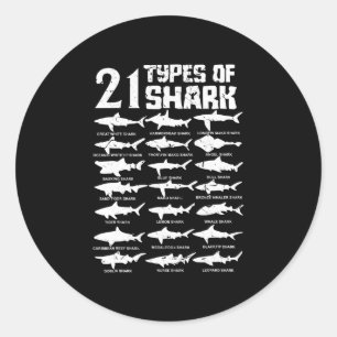 Sticker Rond 21 types de requins biologie marine s cadeau