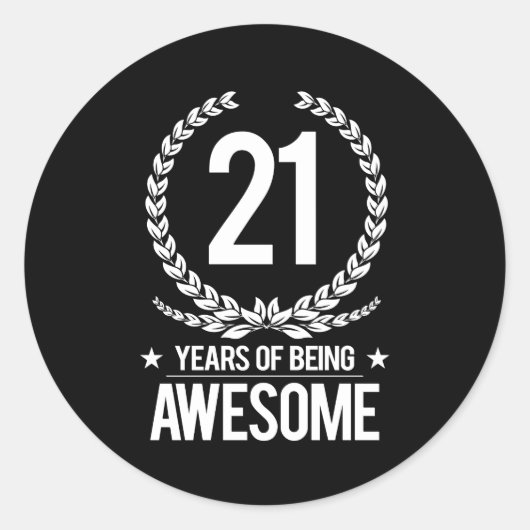 Sticker Rond 21e anniversaire (21 ans d'être génial) (Devant)