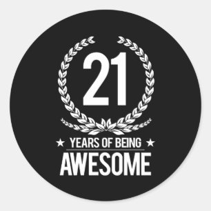 Sticker Rond 21e anniversaire (21 ans d'être génial)