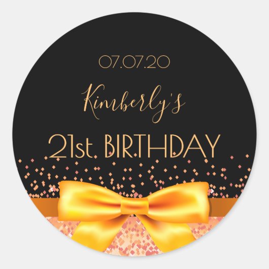 Sticker Rond 21e anniversaire arc en or noir (Devant)