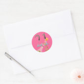 Sticker Rond 21e Anniversaire Champagne Rose Numéro d'Argent 21 (Enveloppe)