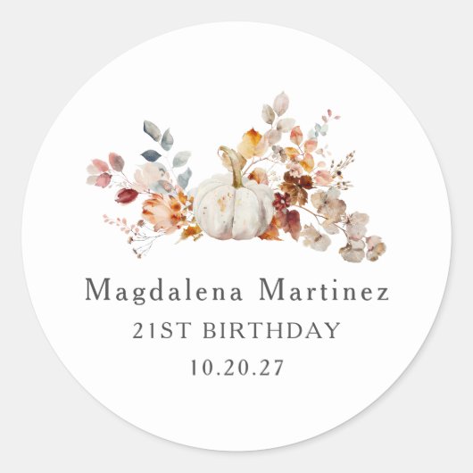 Sticker Rond 21e anniversaire Citrouille Automne Enveloppe Scea (Devant)