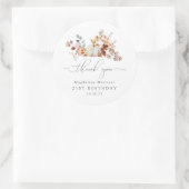 Sticker Rond 21e anniversaire Citrouille automne Merci de fleur (Sac)