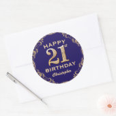 Sticker Rond 21e anniversaire de la Parties scintillant bleu et (Enveloppe)