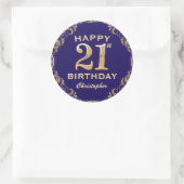 Sticker Rond 21e anniversaire de la Parties scintillant bleu et (Sac)