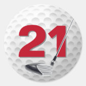 Sticker Rond 21e anniversaire Golf Ball Design (Devant)