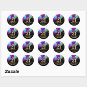 Sticker Rond 21e fête d'anniversaire Ballons Noir et Or (Feuille)