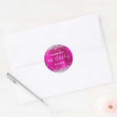 Sticker Rond 21e fête d'anniversaire Hot rose et Parties scinti (Enveloppe)