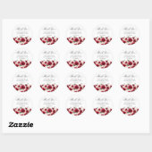 Sticker Rond 21e fête d'anniversaire Merci floral rose rouge (Feuille)