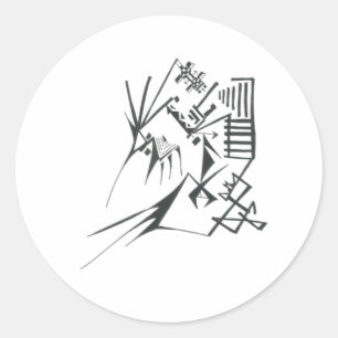Sticker Rond 22 Tatouage Tribal Abstrait Noir et Blanc