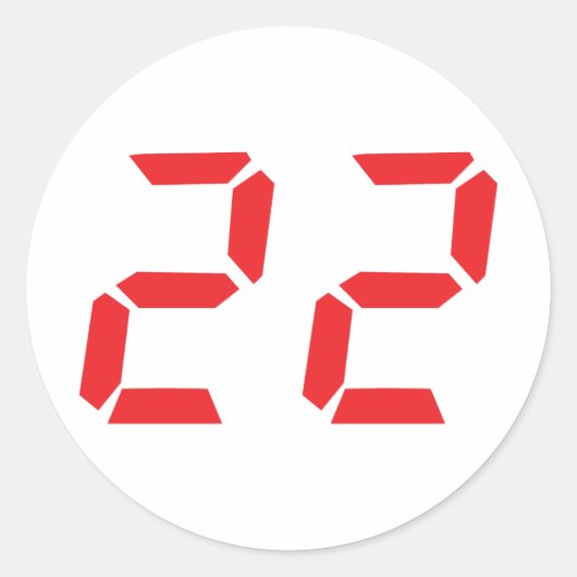 Sticker Rond 22 vingt-deux réveil rouge numéro numérique (Devant)