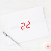 Sticker Rond 22 vingt-deux réveil rouge numéro numérique (Enveloppe)