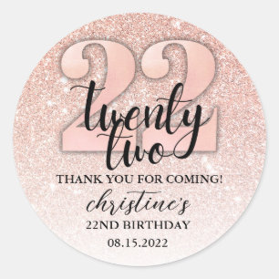 Sticker Rond 22e anniversaire Parties scintillant Merci