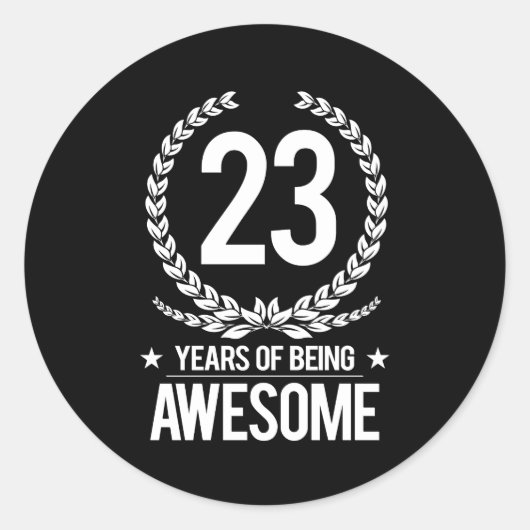 Sticker Rond 23e anniversaire (23 ans d'être génial) (Devant)