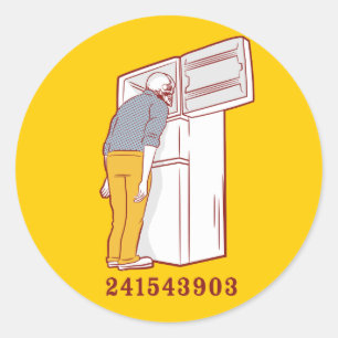 Sticker Rond 241543903 congélateur de tête tshirt humoristique