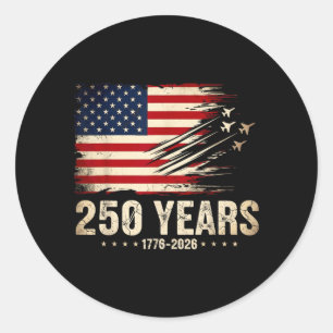 Sticker Rond 250 années d'Amérique 1776 2026 Avions de chasse 2