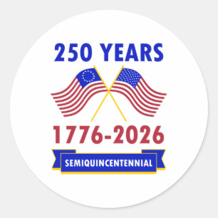 Sticker Rond 250 Anniversaire de l'Amérique 4 juillet Vintage