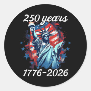 Sticker Rond 250 Ans 1776 2026 250e Anniversaire 4 juillet