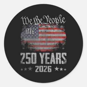 Sticker Rond 250 Ans 1776 2026 250e Anniversaire Drapeau États-