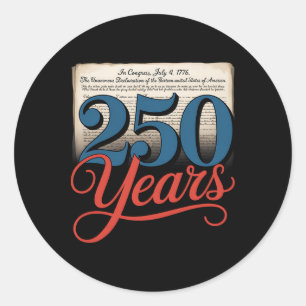 Sticker Rond 250 Ans 1776 Déclaration D'Indépendance Usa Gif