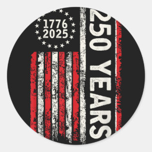 Sticker Rond 250 Ans Américain 1776 2026 250e USA Patriotique