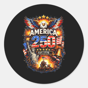 Sticker Rond 250 ans américain 1776 2026 250ème anniversaire us
