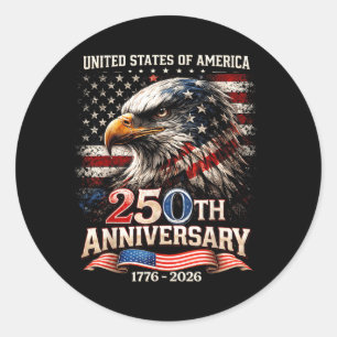 Sticker Rond 250 Ans Américain USA Patriotique Hommes Femmes 4