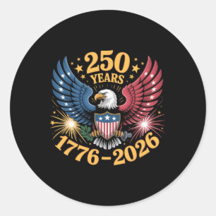 Sticker Rond 250 Ans d'Amérique 250e Anniversaire 1776 2026 Éta