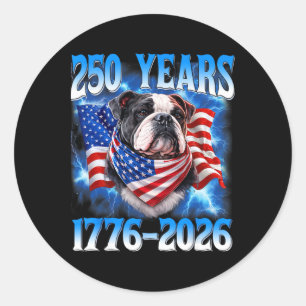 Sticker Rond 250 ans d'Amérique 250e anniversaire Usa Chien 4 j