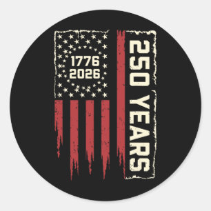 Sticker Rond 250 Ans d'Amérique Anniversaire 250e Indépendance