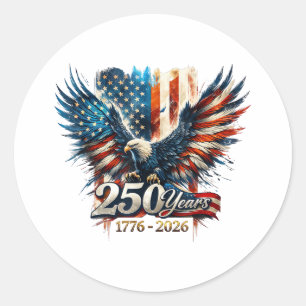 Sticker Rond 250 Ans d'Amérique Anniversaire 250e Indépendance