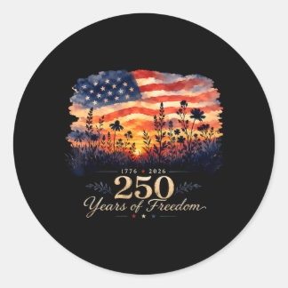 Sticker Rond 250 Ans De Dom 2026 Quatre Juillet Femmes Floral