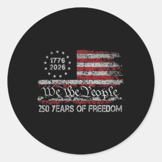 Sticker Rond 250 Ans De Liberté 1776 2026 Drapeau Usa 250e Anni
