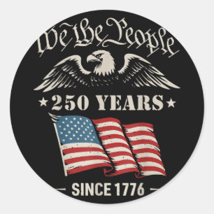 Sticker Rond 250 Ans de Liberté 1776 2026 Patriotique Chauve