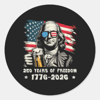 Sticker Rond 250 Ans de Liberté Ben Franklin 250e Anniversaire