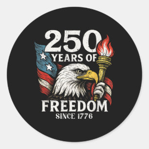 Sticker Rond 250 Ans De Liberté Usa Bald Eagle America Drapeau