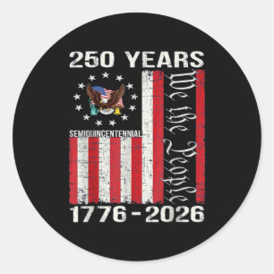 Sticker Rond 250 ans drapeau américain 250e anniversaire États-