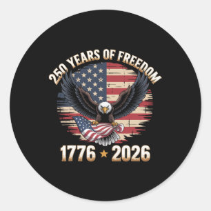 Sticker Rond 250 Ans Drapeau Américain 250e Anniversaire États-