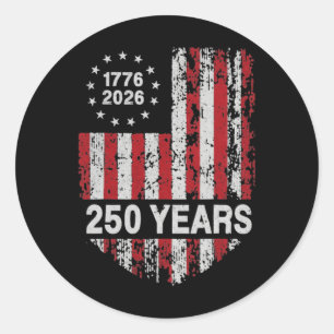 Sticker Rond 250 ans Fête des 250 ans d'Amérique Drapeau Usa Us