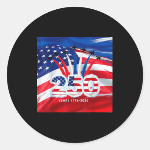Sticker Rond 250 ans usa 1776 2026 4 juillet jet patriotique