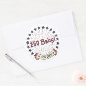 Sticker Rond 250 Baby America 250 Patriotic Fireworks Design (Enveloppe)
