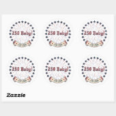 Sticker Rond 250 Baby America 250 Patriotic Fireworks Design (Feuille)