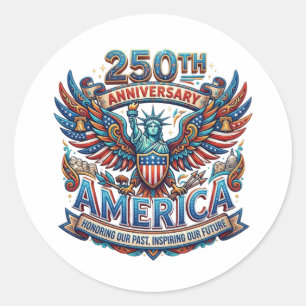 STICKER ROND 250E ANNIVERSAIRE AMÉRIQUE