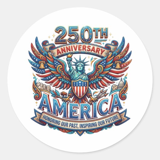 STICKER ROND 250E ANNIVERSAIRE AMÉRIQUE (Devant)