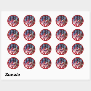 Sticker Rond 250e anniversaire USA Patriotic Flags Premium