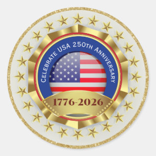 Sticker Rond 250e anniversaire USA patriotique 1776–2026