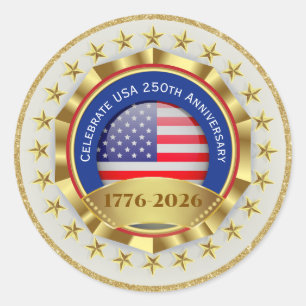 Sticker Rond 250e anniversaire USA patriotique 1776–2026