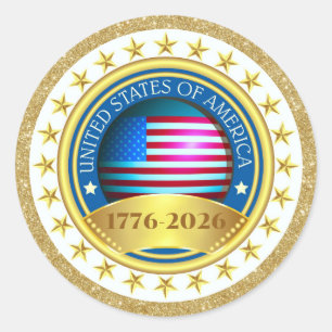 Sticker Rond 250e anniversaire USA patriotique 1776–2026